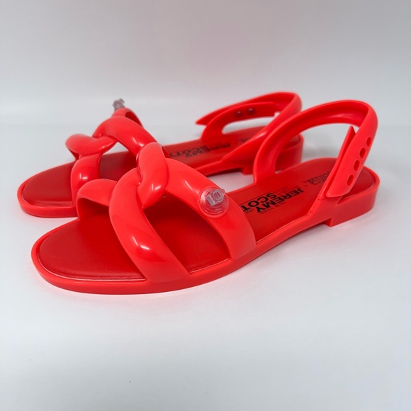 Melissa + Jeremy Scott Womens Tube Slingback Sandals Neon Orange Rubber 5-9 New - Picture 4 of 16